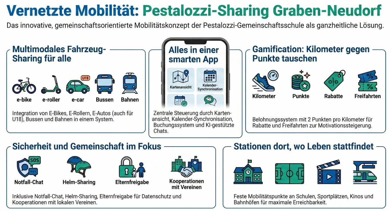Das Gesamtkonzept: Multimodales Sharing, eine smarte App, Gamification und Sicherheit